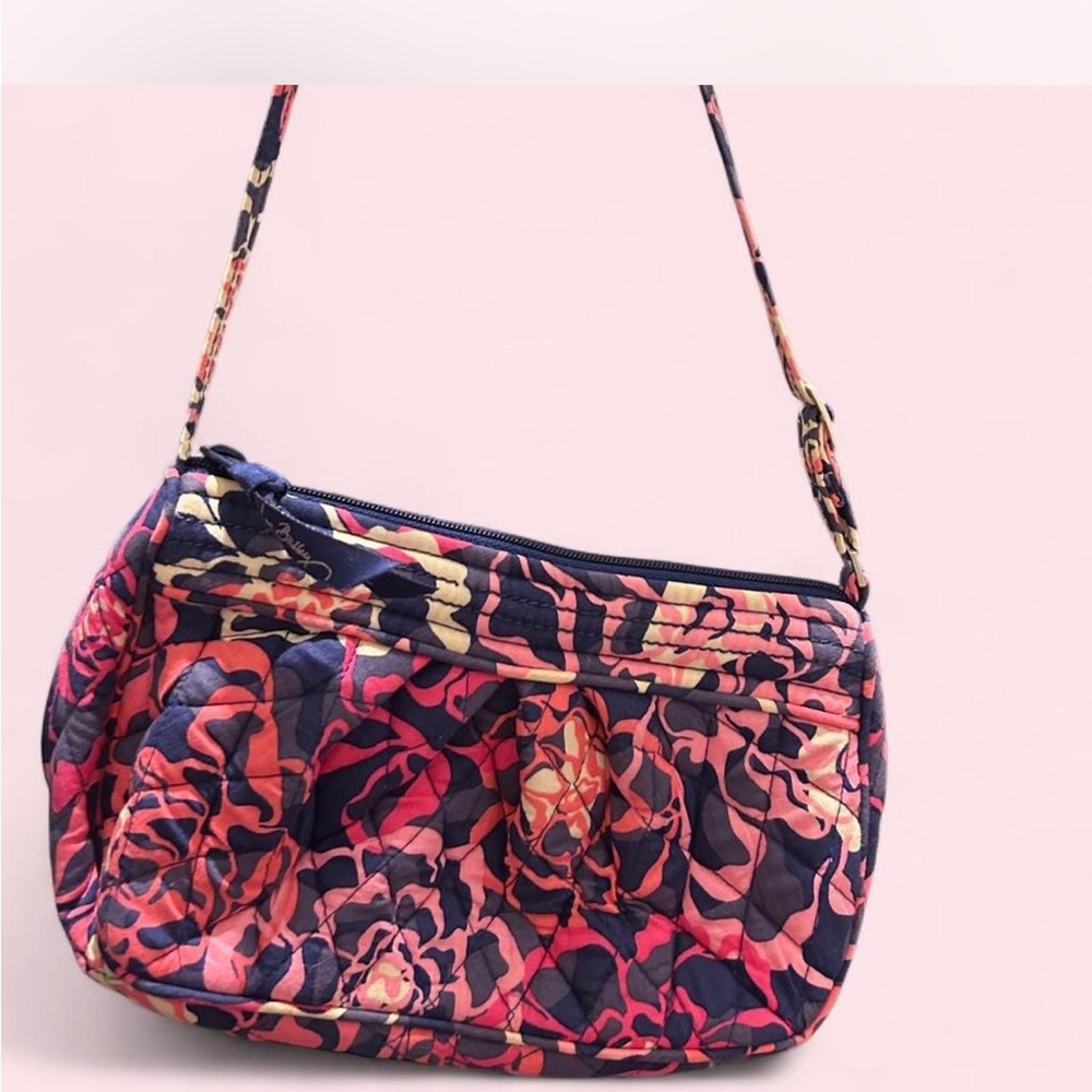 Vera Bradley Medium Frannie Floral shoulder bag or Crossbody in Navy and Pink